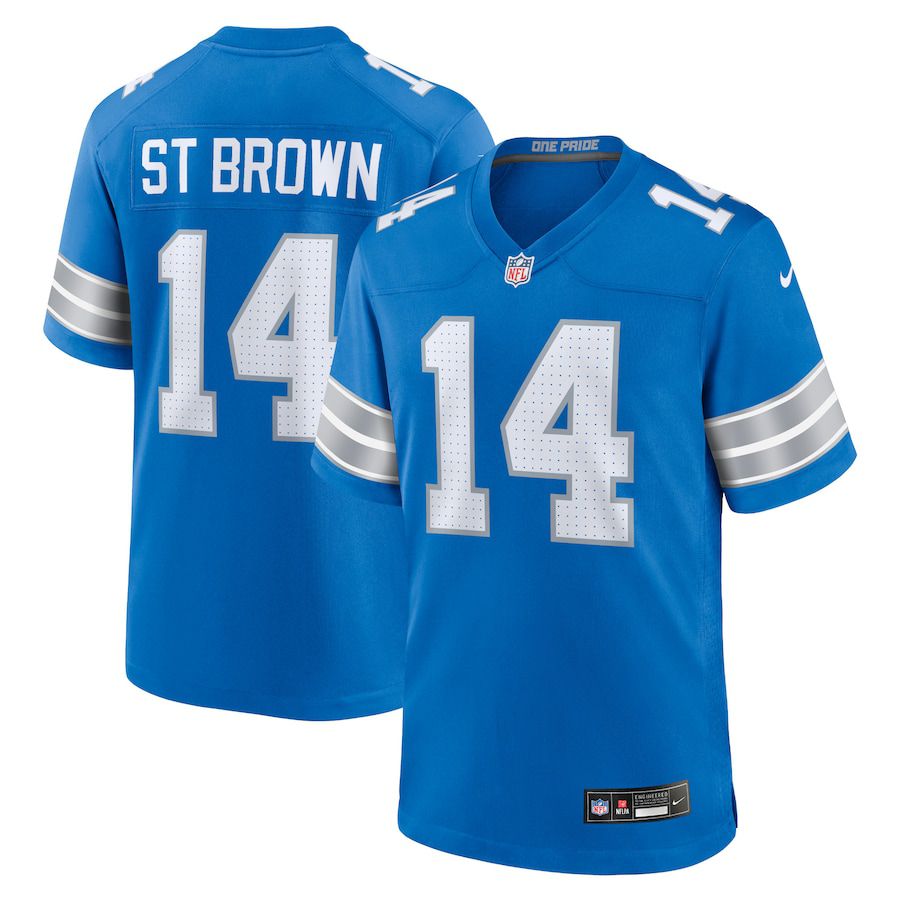 Men Detroit Lions #14 Amon-Ra St. Brown Nike Blue Game NFL Jersey->->NFL Jersey
